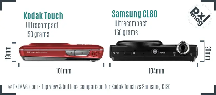 Kodak Touch vs Samsung CL80 top view buttons comparison