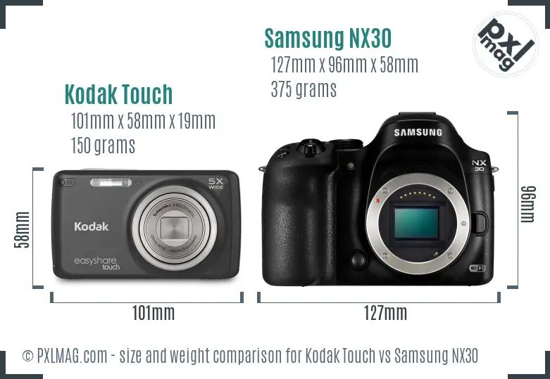 Kodak Touch vs Samsung NX30 size comparison