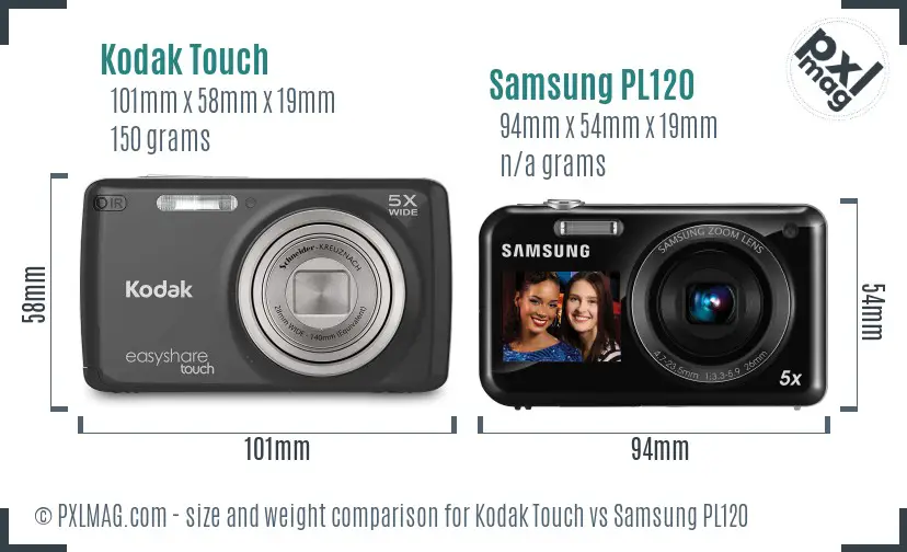 Kodak Touch vs Samsung PL120 size comparison