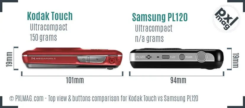 Kodak Touch vs Samsung PL120 top view buttons comparison