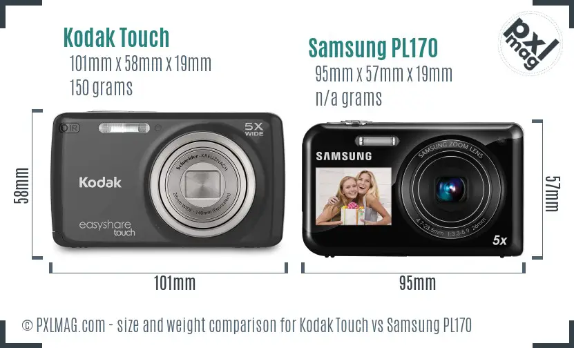 Kodak Touch vs Samsung PL170 size comparison