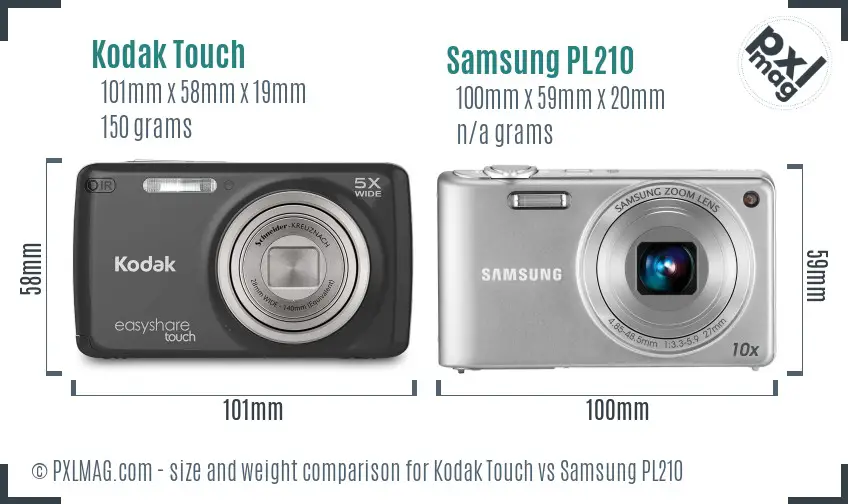 Kodak Touch vs Samsung PL210 size comparison