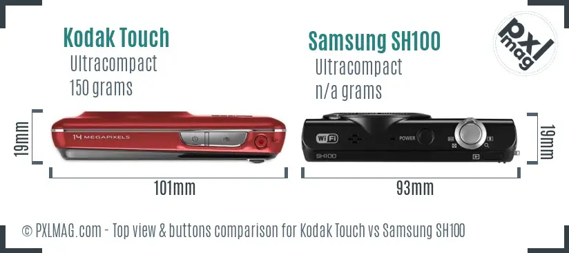 Kodak Touch vs Samsung SH100 top view buttons comparison Kodak Touch vs Samsung SH100 top view buttons comparison