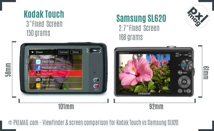 Kodak Touch vs Samsung SL620 Screen and Viewfinder comparison Kodak Touch vs Samsung SL620 Screen and Viewfinder comparison