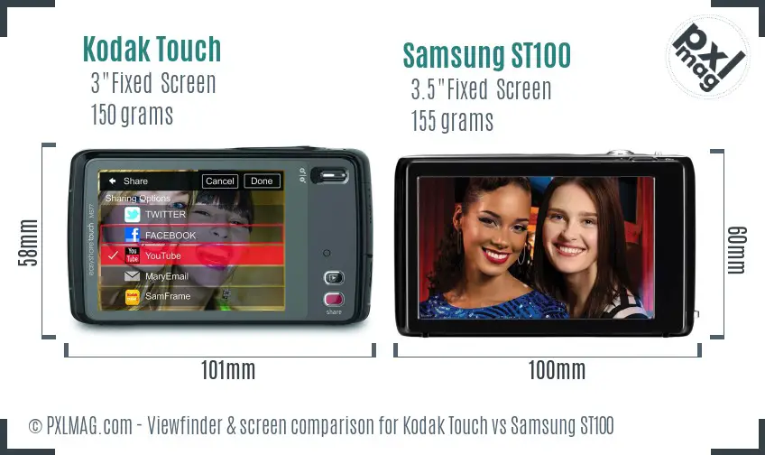 Kodak Touch vs Samsung ST100 Screen and Viewfinder comparison Kodak Touch vs Samsung ST100 Screen and Viewfinder comparison