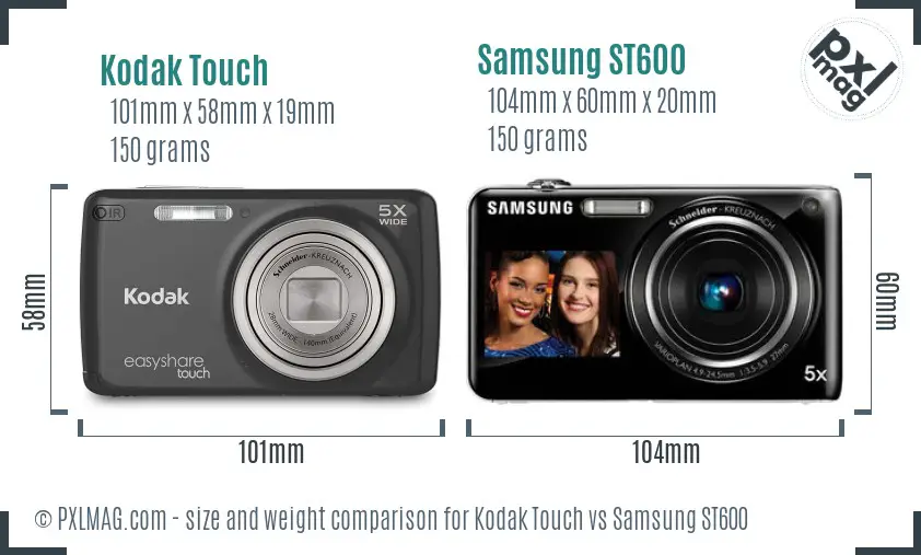 Kodak Touch vs Samsung ST600 size comparison