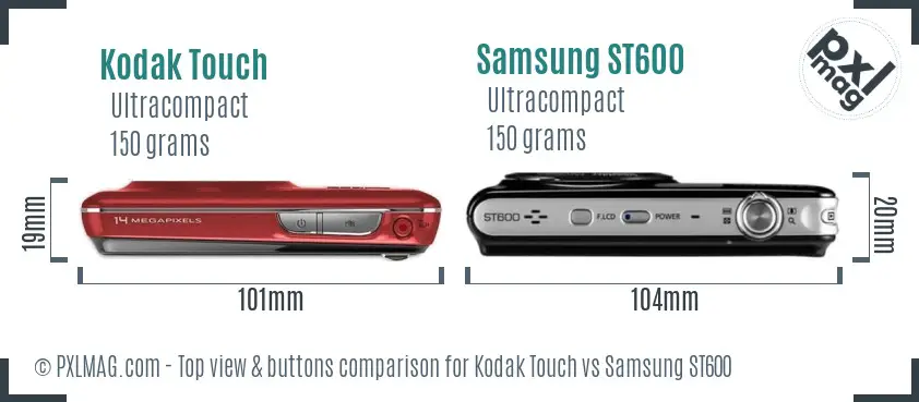 Kodak Touch vs Samsung ST600 top view buttons comparison