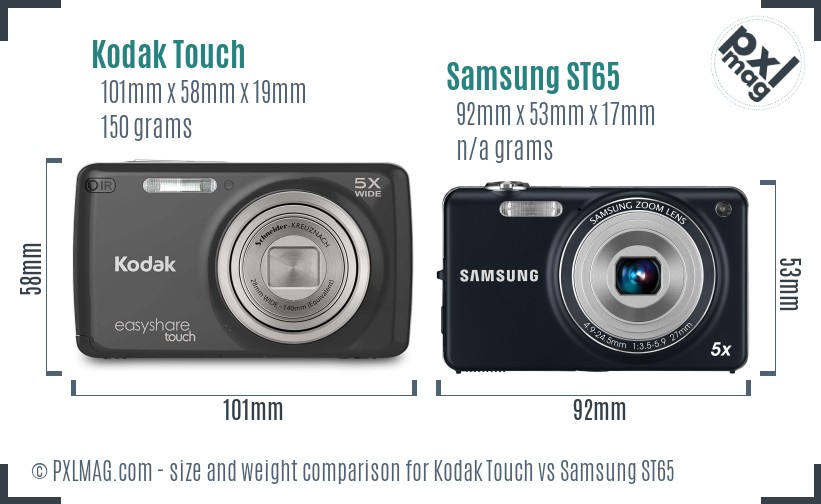 Kodak Touch vs Samsung ST65 size comparison Kodak Touch vs Samsung ST65 size comparison