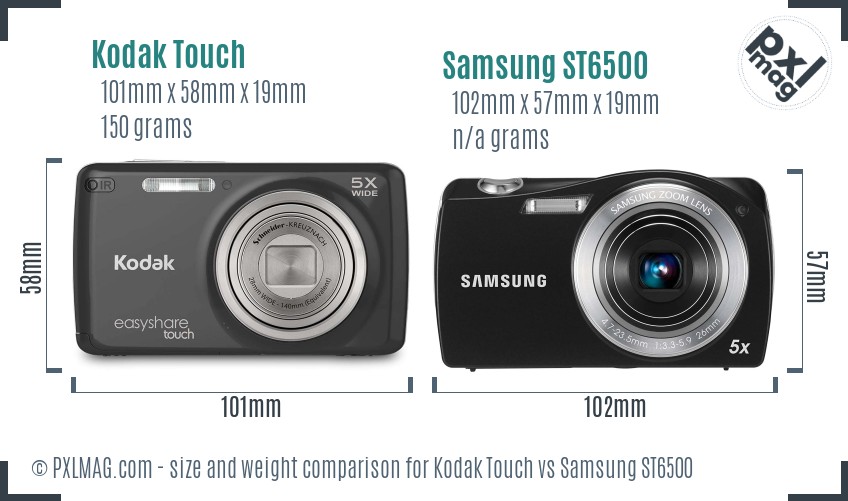 Kodak Touch vs Samsung ST6500 size comparison Kodak Touch vs Samsung ST6500 size comparison
