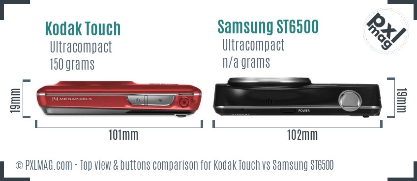 Kodak Touch vs Samsung ST6500 top view buttons comparison