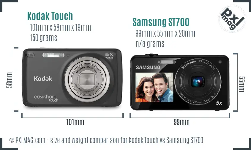 Kodak Touch vs Samsung ST700 size comparison