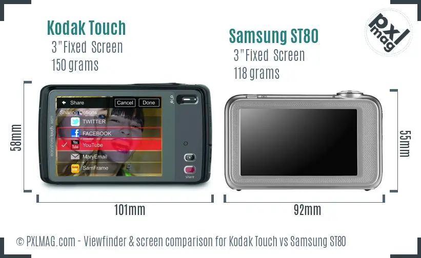Kodak Touch vs Samsung ST80 Screen and Viewfinder comparison Kodak Touch vs Samsung ST80 Screen and Viewfinder comparison