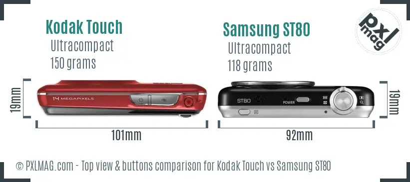 Kodak Touch vs Samsung ST80 top view buttons comparison Kodak Touch vs Samsung ST80 top view buttons comparison