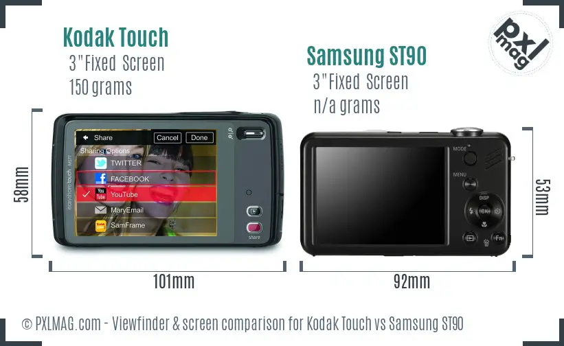 Kodak Touch vs Samsung ST90 Screen and Viewfinder comparison