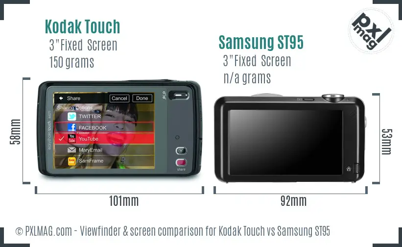 Kodak Touch vs Samsung ST95 Screen and Viewfinder comparison