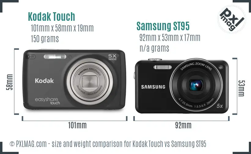 Kodak Touch vs Samsung ST95 size comparison