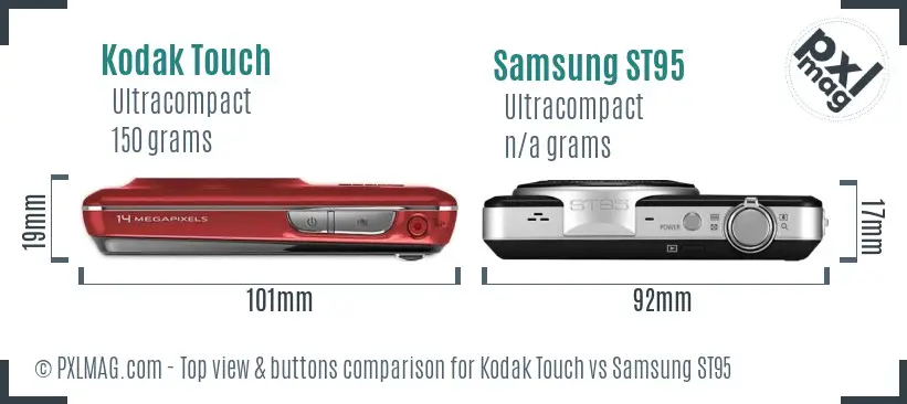 Kodak Touch vs Samsung ST95 top view buttons comparison