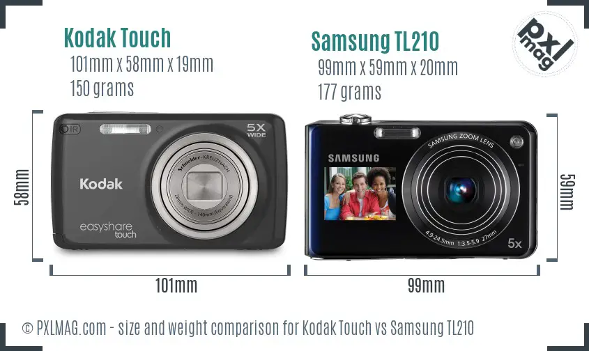 Kodak Touch vs Samsung TL210 size comparison