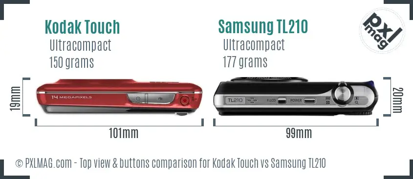 Kodak Touch vs Samsung TL210 top view buttons comparison