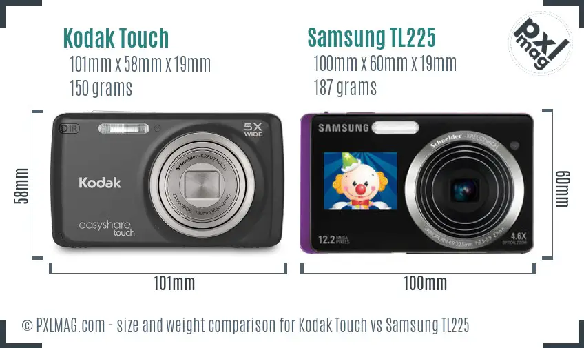 Kodak Touch vs Samsung TL225 size comparison