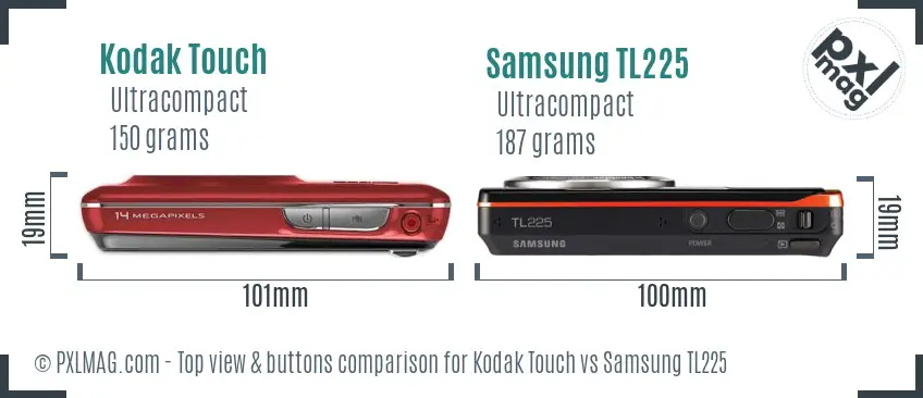 Kodak Touch vs Samsung TL225 top view buttons comparison