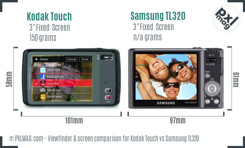 Kodak Touch vs Samsung TL320 Screen and Viewfinder comparison