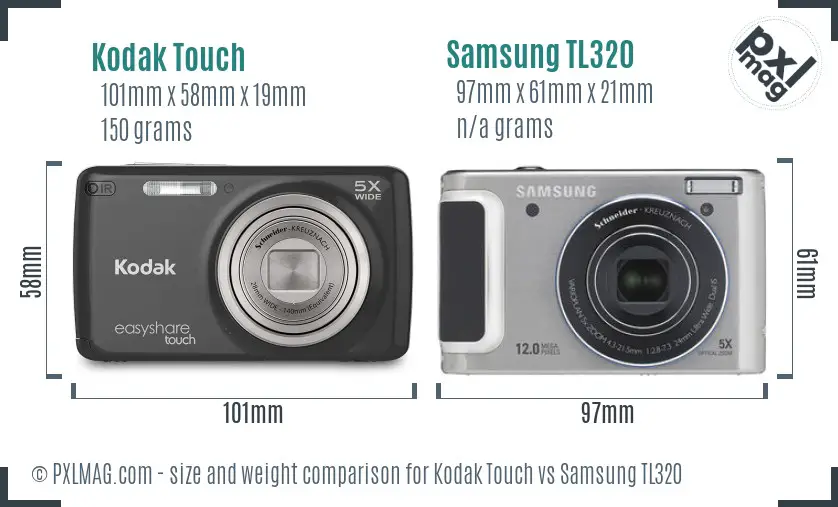 Kodak Touch vs Samsung TL320 size comparison