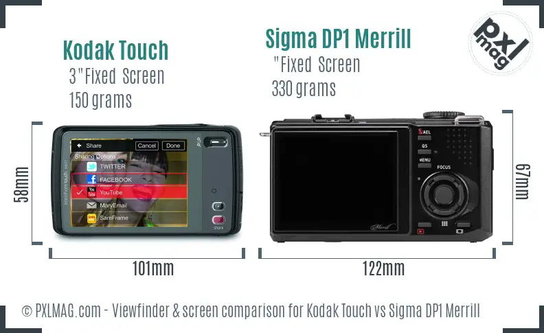 Kodak Touch vs Sigma DP1 Merrill Screen and Viewfinder comparison