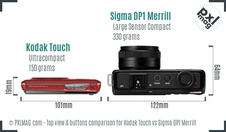 Kodak Touch vs Sigma DP1 Merrill top view buttons comparison