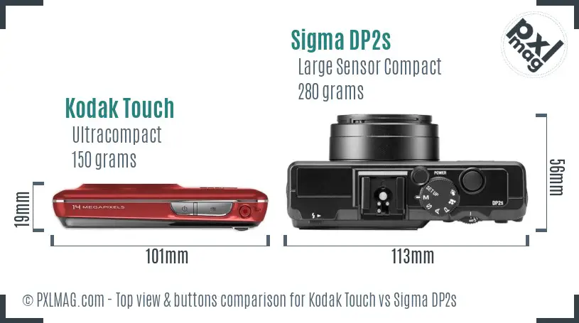 Kodak Touch vs Sigma DP2s top view buttons comparison