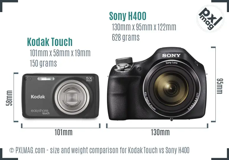 Kodak Touch vs Sony H400 size comparison