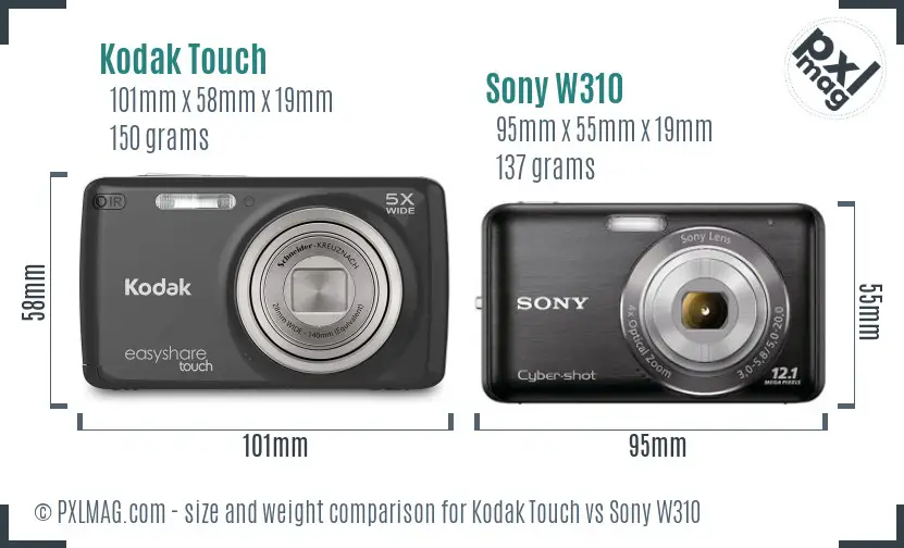 Kodak Touch vs Sony W310 size comparison Kodak Touch vs Sony W310 size comparison