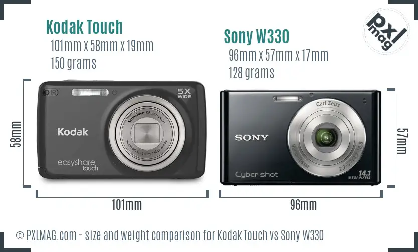 Kodak Touch vs Sony W330 size comparison Kodak Touch vs Sony W330 size comparison