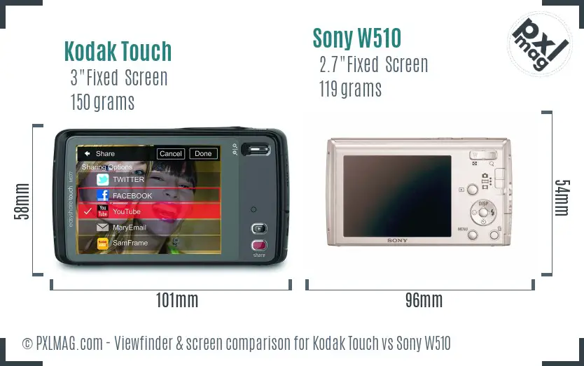 Kodak Touch vs Sony W510 Screen and Viewfinder comparison Kodak Touch vs Sony W510 Screen and Viewfinder comparison