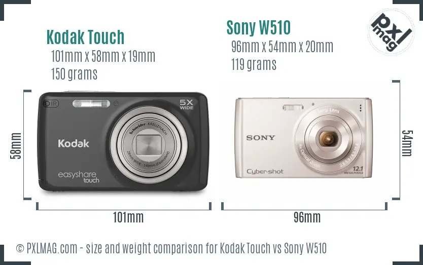 Kodak Touch vs Sony W510 size comparison Kodak Touch vs Sony W510 size comparison