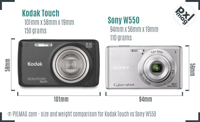 Kodak Touch vs Sony W550 size comparison Kodak Touch vs Sony W550 size comparison