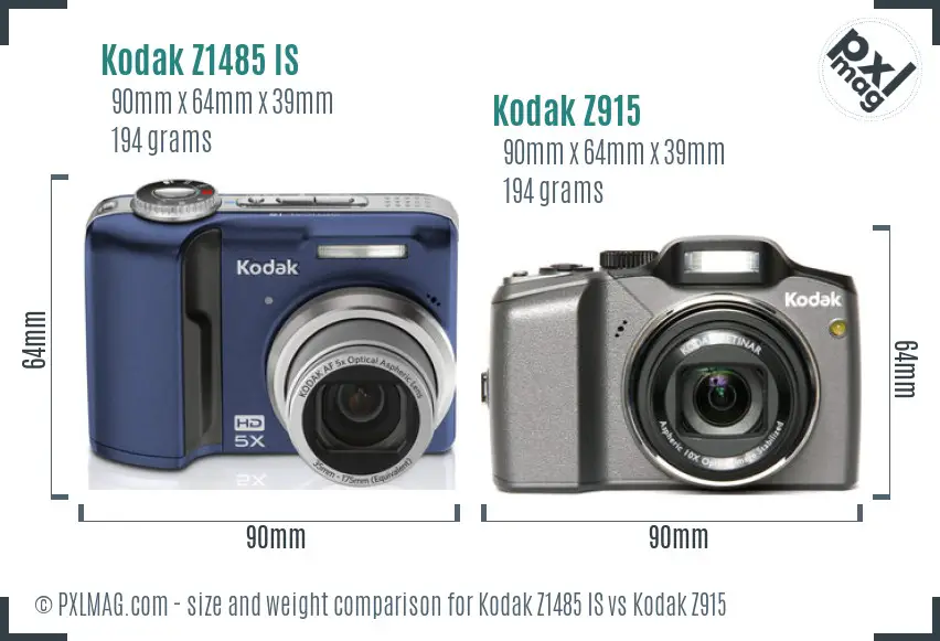 Kodak Z1485 IS vs Kodak Z915 size comparison