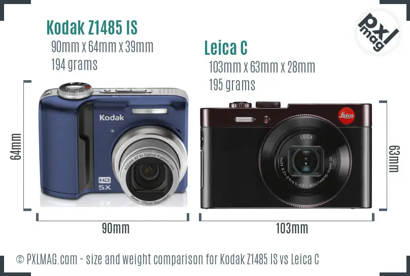 Kodak Z1485 IS vs Leica C size comparison
