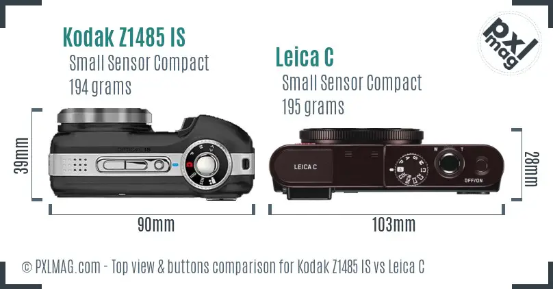 Kodak Z1485 IS vs Leica C top view buttons comparison