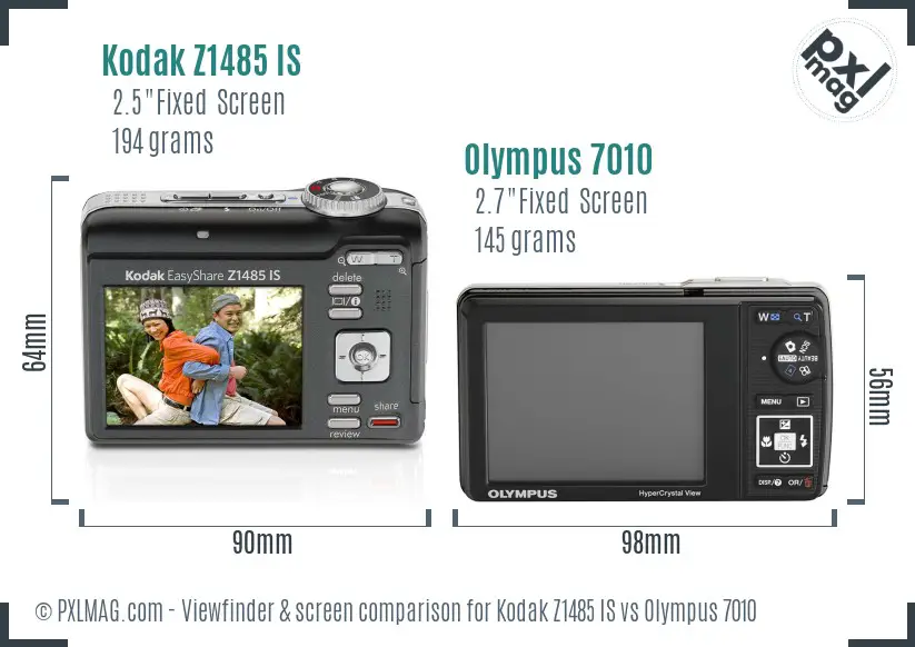 Kodak Z1485 IS vs Olympus 7010 Screen and Viewfinder comparison Kodak Z1485 IS vs Olympus 7010 Screen and Viewfinder comparison