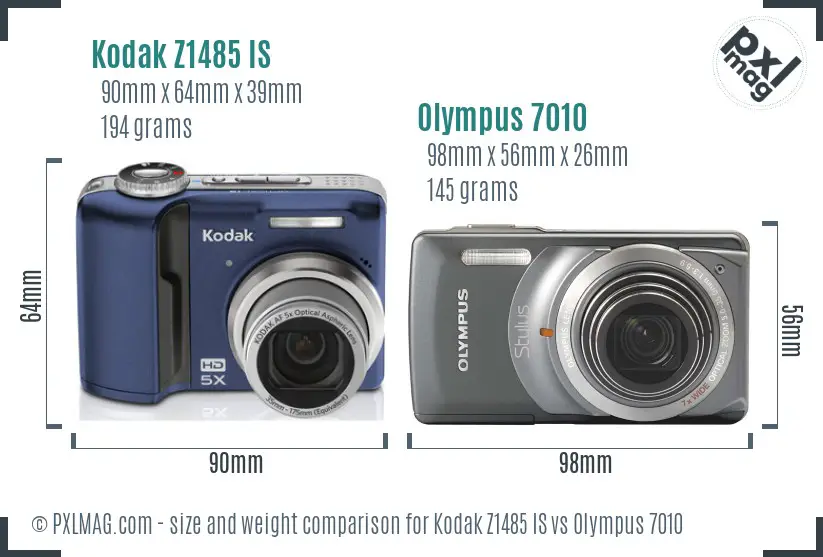 Kodak Z1485 IS vs Olympus 7010 size comparison Kodak Z1485 IS vs Olympus 7010 size comparison