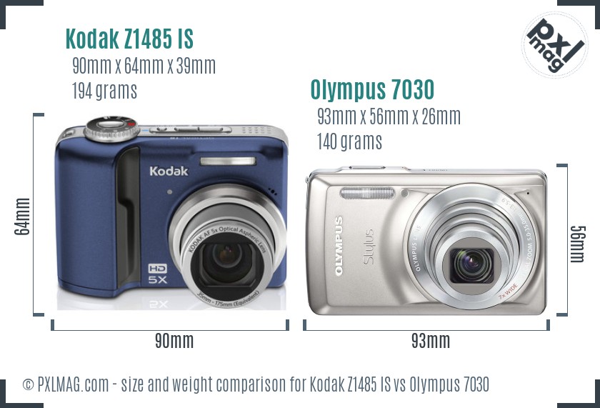 Kodak Z1485 IS vs Olympus 7030 size comparison Kodak Z1485 IS vs Olympus 7030 size comparison
