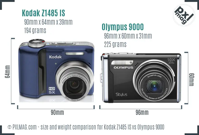 Kodak Z1485 IS vs Olympus 9000 size comparison Kodak Z1485 IS vs Olympus 9000 size comparison