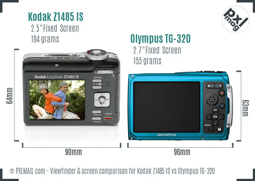 Kodak Z1485 IS vs Olympus TG-320 Screen and Viewfinder comparison Kodak Z1485 IS vs Olympus TG-320 Screen and Viewfinder comparison