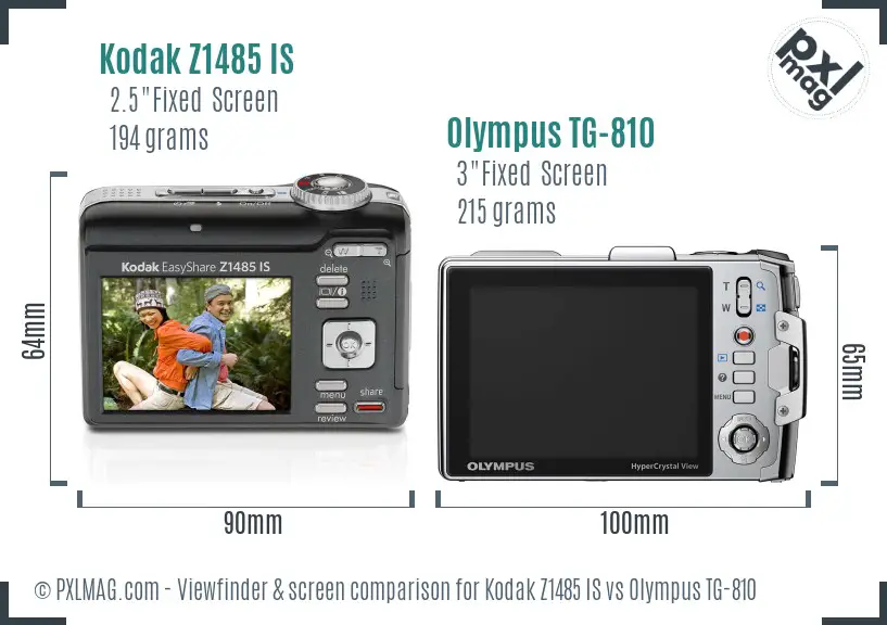 Kodak Z1485 IS vs Olympus TG-810 Screen and Viewfinder comparison Kodak Z1485 IS vs Olympus TG-810 Screen and Viewfinder comparison