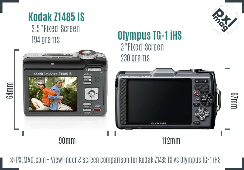 Kodak Z1485 IS vs Olympus TG-1 iHS Screen and Viewfinder comparison Kodak Z1485 IS vs Olympus TG-1 iHS Screen and Viewfinder comparison