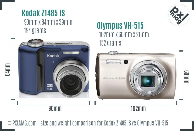 Kodak Z1485 IS vs Olympus VH-515 size comparison