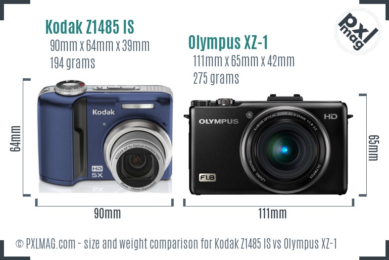 Kodak Z1485 IS vs Olympus XZ-1 size comparison Kodak Z1485 IS vs Olympus XZ-1 size comparison