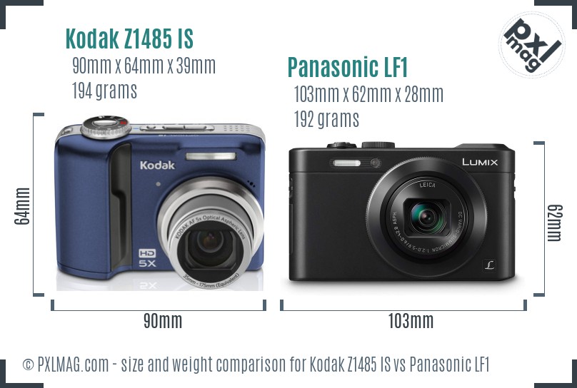 Kodak Z1485 IS vs Panasonic LF1 size comparison