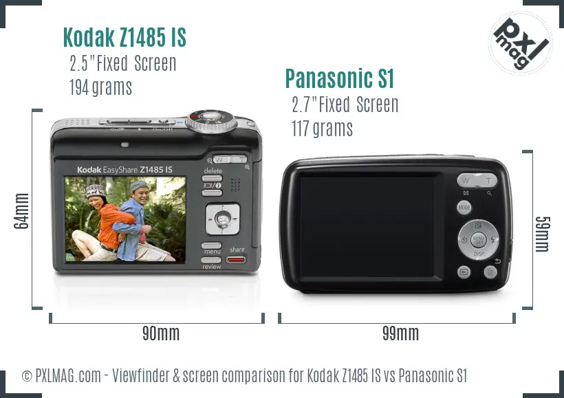 Kodak Z1485 IS vs Panasonic S1 Screen and Viewfinder comparison Kodak Z1485 IS vs Panasonic S1 Screen and Viewfinder comparison